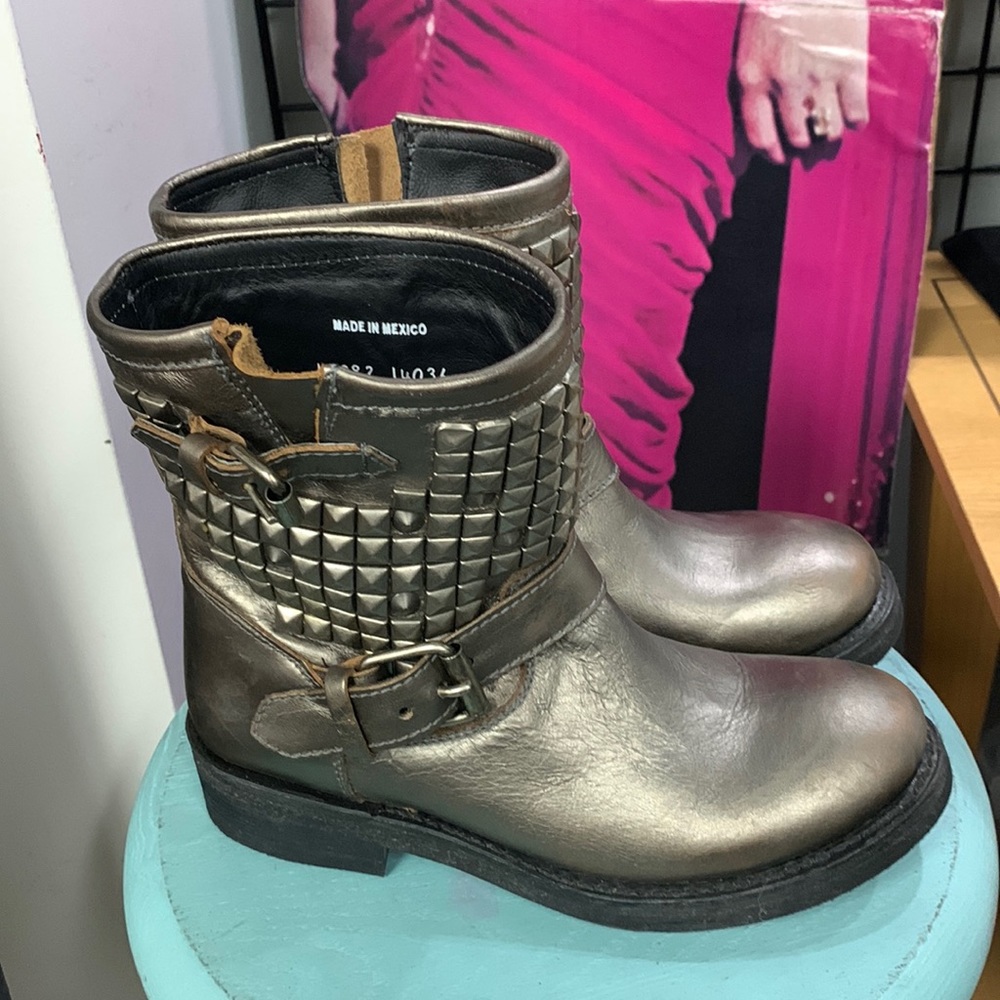 Ash Pewter Studded Ankle Boots
